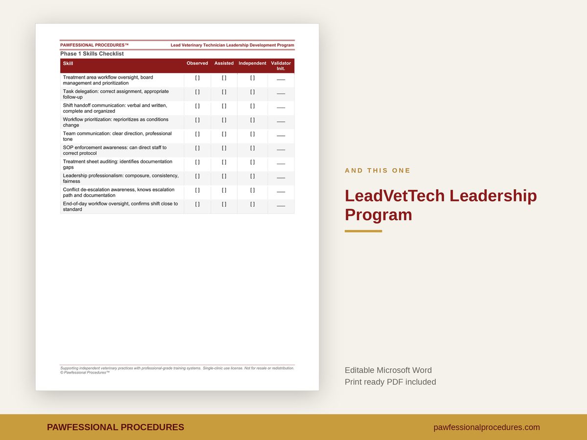 Lead Veterinary Technician Leadership Development Program, preview 3 of 3