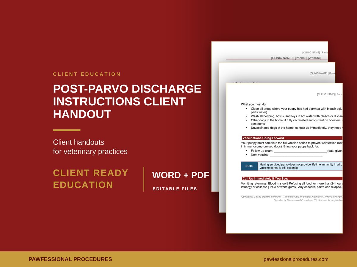Post-Parvo Discharge Instructions Client Handout, preview 1 of 3