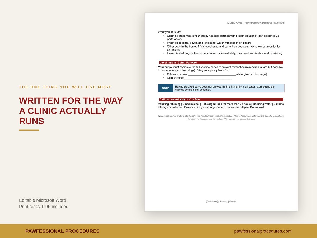 Post-Parvo Discharge Instructions Client Handout, preview 2 of 3
