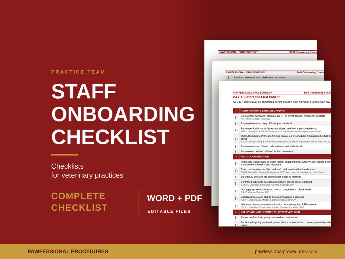 Staff Onboarding Checklist Veterinary, preview 1 of 3