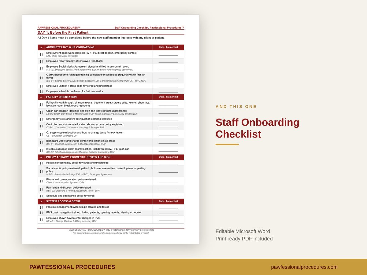Staff Onboarding Checklist Veterinary, preview 3 of 3