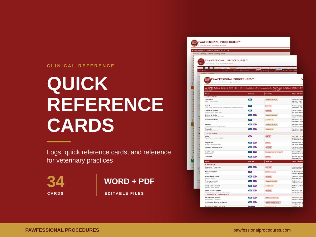 Veterinary Quick Reference Cards, preview 1 of 3